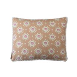 Peach Rose Throw Pillow Cover English Country Floral With Pompom Trim - thumbnail 2