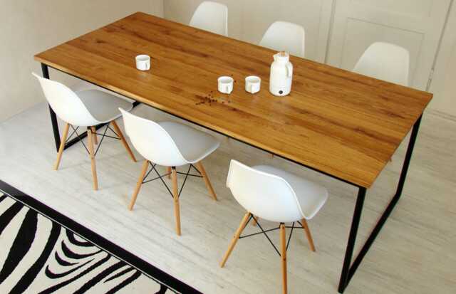Industrial Loft Table, Industrial Dining Kitchen Table Basic Nio, Steel Wood - image 1