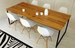 Industrial Loft Table, Industrial Dining Kitchen Table Basic Nio, Steel Wood - thumbnail 1