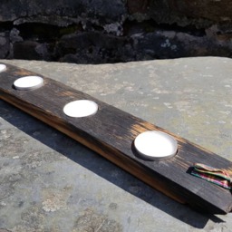Whisky Barrel Tea Light Holder With 4 Tealights-Oak Tealight Holder - Scottish Gift -Gift For Home-Housewarming - thumbnail 2