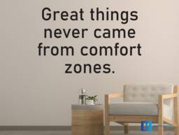 Great Things Never Came From Comfort Zones Motivational/Inspirational Matt Vinyl Wall Art Decal Sticker - thumbnail 1