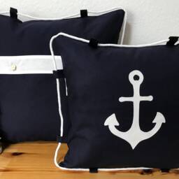 Cushion Cover Maritime Cord Blue/White 40x40cm - thumbnail 3