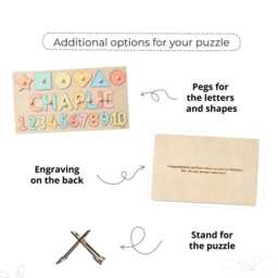 Educational Puzzle With Shapes & Numbers, Custom Name Puzzle, Preschool Montessori Toys, Wooden Toddler Easter Gifts For Kids - thumbnail 3