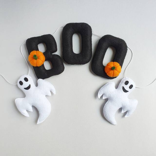 Halloween Boo Felt Garland, Party Banner, Ghost Decor, Wall Decoration, Decor Indoor - image 1
