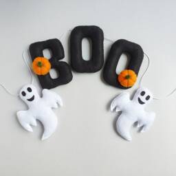 Handmade Halloween Felt Garland, Boo Ghost Decor