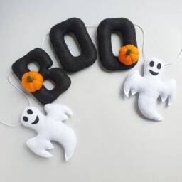 Handmade Halloween Felt Garland, Boo Ghost Decor - thumbnail 4