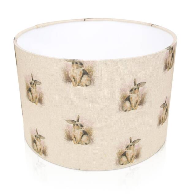 Rabbit Print Linen Drum Lampshade, Handmade Home Decor - image 1