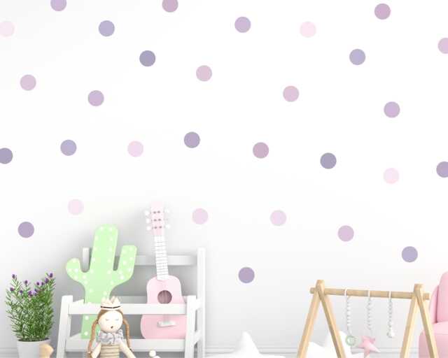 Purple Ombre Polka Dot Wall Stickers For Nursery, Playroom & Kids Room Decor, Lilac Decals - image 1