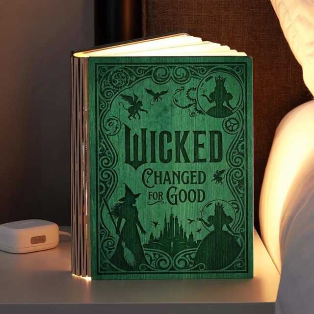 Wicked Book Lamp, Change For Good Folding Wizard Night Light, Emerald City Reading Fan Gift - image 1