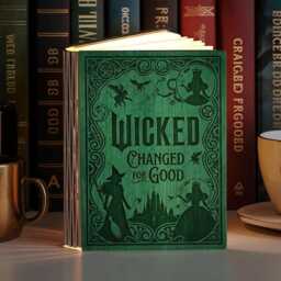 Wicked Book Lamp, Change For Good Folding Wizard Night Light, Emerald City Reading Fan Gift - thumbnail 3