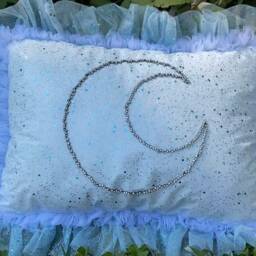 Silk Pillow Case. Pillow For Kids, Moon , Altar Cloth, Bench Pillow, Glitter Cushion, Kids , Luna Love, Meditation - thumbnail 4