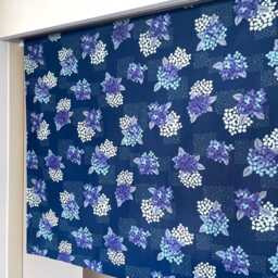 Japanese Blue Hydrangea Noren Curtain, Order Made Noren, Kyoto Flower Pattern Treatment Valance, Restaurant Long Caf?? Doorstep - thumbnail 3