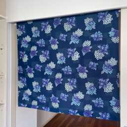 Japanese Blue Hydrangea Noren Curtain, Order Made Noren, Kyoto Flower Pattern Treatment Valance, Restaurant Long Caf?? Doorstep - thumbnail 2