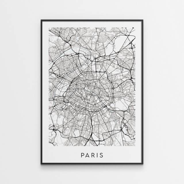 Paris Map Print - Minimal Poster Art France - image 1