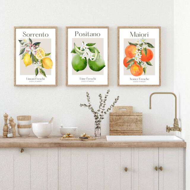 Citrus Fruit Print, Set Of 3 Italian Art Prints, Wall Art, Kitchen Home Decor, Posters - image 1