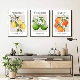 Citrus Fruit Print, Set Of 3 Italian Art Prints, Wall Art, Kitchen Home Decor, Posters - thumbnail 3