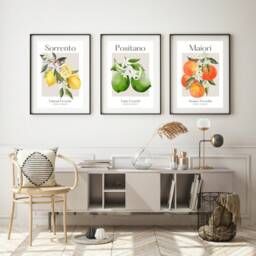 Citrus Fruit Print, Set Of 3 Italian Art Prints, Wall Art, Kitchen Home Decor, Posters - thumbnail 2