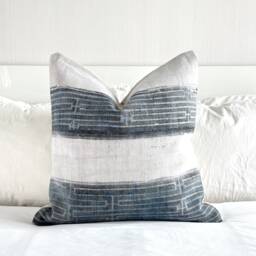 Handmade Indigo Hemp Pillow Cover Vintage Block Print, 20 - thumbnail 1