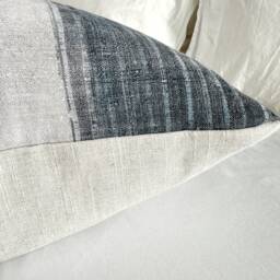 Handmade Indigo Hemp Pillow Cover Vintage Block Print, 20 - thumbnail 4