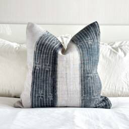 Handmade Indigo Hemp Pillow Cover Vintage Block Print, 20 - thumbnail 3