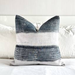 Handmade Indigo Hemp Pillow Cover Vintage Block Print, 20 - thumbnail 2