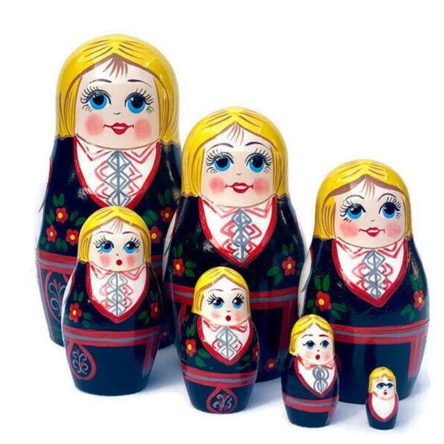 Handmade Sunflower Nesting Dolls Montessori Wooden Toy - 7 Piece - image 1