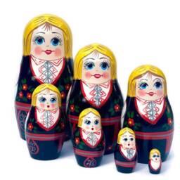 Handmade Sunflower Nesting Dolls Montessori Wooden Toy - 7 Piece - thumbnail 1