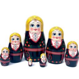 Handmade Sunflower Nesting Dolls Montessori Wooden Toy - 7 Piece - thumbnail 4