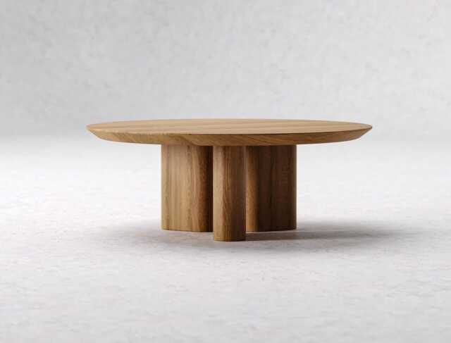 Modern Coffee Table - Round Coffee Table Unique Solid Wood Oak Scandinavian Living Room - image 1