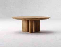 Modern Coffee Table - Round Coffee Table Unique Solid Wood Oak Scandinavian Living Room - thumbnail 1