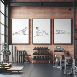 Women Home Gym Prints - 3 Posters - Line Drawing Design Fitness Girl Poster Athlete Decor Gymnasium Wall Art Gift - thumbnail 2