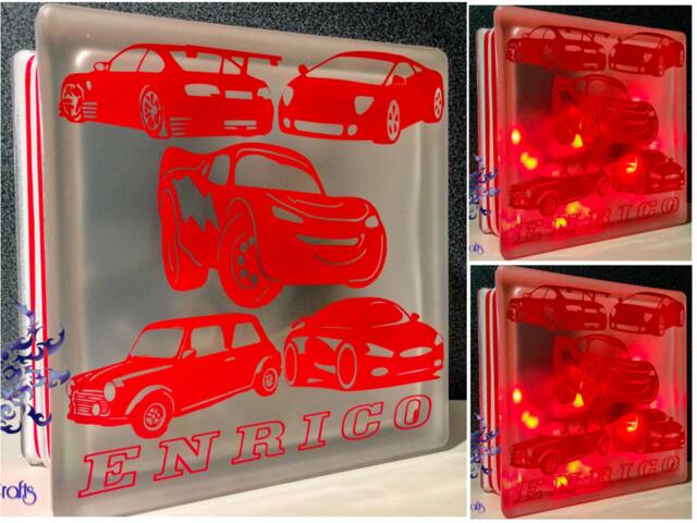 Cars Nightlight, Motorcar Glass Light Block, Racing Fan Gift, Personalised Option - image 1