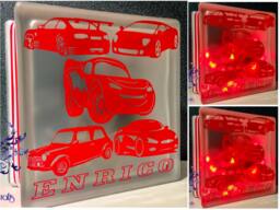 Cars Nightlight, Motorcar Glass Light Block, Racing Fan Gift, Personalised Option - thumbnail 1