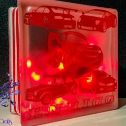 Cars Nightlight, Motorcar Glass Light Block, Racing Fan Gift, Personalised Option - thumbnail 3