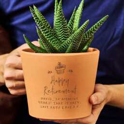 Engraved Terracotta Plant Pot - Personalized Retirement Gift - thumbnail 1