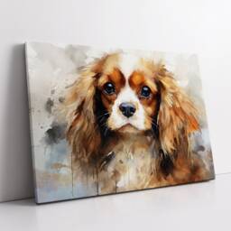 Cavalier King Charles Spaniel Crown Dog Pet Abstract Modern Painting Wall Art, Framed Canvas Poster Print, Home Kitchen Office Room Decor - thumbnail 2
