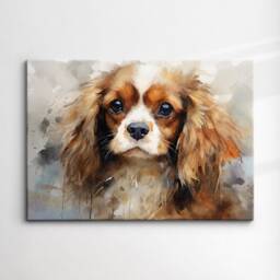 Cavalier King Charles Spaniel Crown Dog Pet Abstract Modern Painting Wall Art, Framed Canvas Poster Print, Home Kitchen Office Room Decor - thumbnail 3