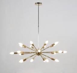 Handmade Brass Sputnik Chandelier, Mid Century Modern Ceiling Light - thumbnail 1