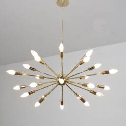 Handmade Brass Sputnik Chandelier, Mid Century Modern Ceiling Light - thumbnail 2