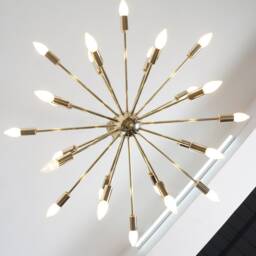 Handmade Brass Sputnik Chandelier, Mid Century Modern Ceiling Light - thumbnail 3