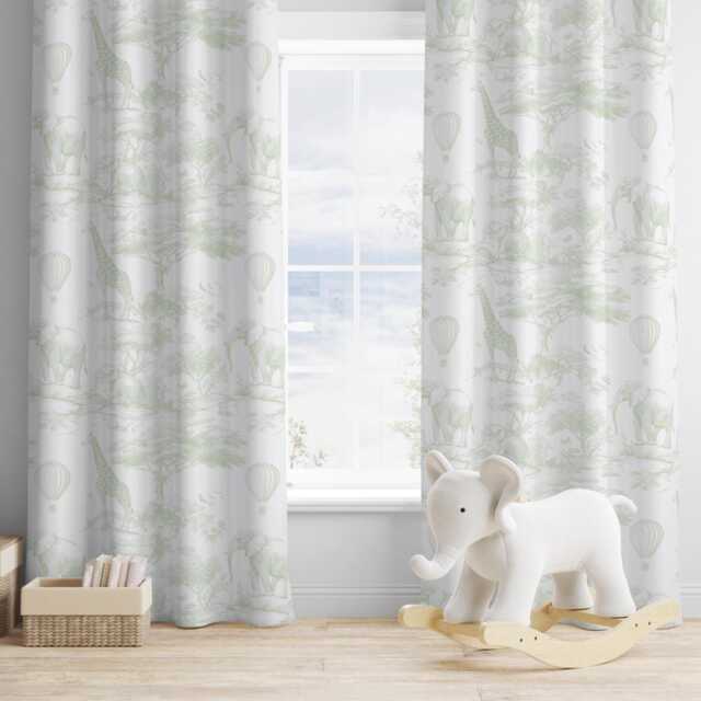 Chinoiserie Toile De Jouy Safari Green, Curtains, Blackout Or Non Blackout, Eyelet, Pencil Pleat Rod Pocket, Home Decor - image 1