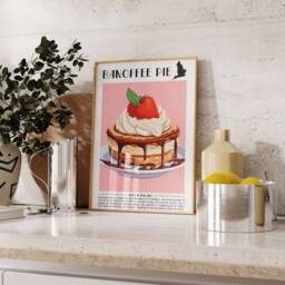 Banoffee Pie Food Poster, Dessert Art, Kitchen Decor, Bakery Baking Lover Gift - thumbnail 2