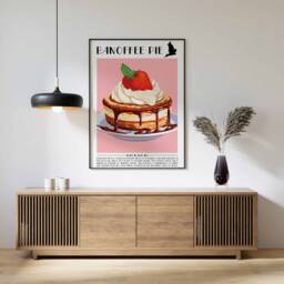 Banoffee Pie Food Poster, Dessert Art, Kitchen Decor, Bakery Baking Lover Gift - thumbnail 1