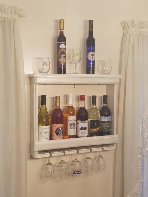 White Wash Solid Oak Wine Rack Wall Mounted, Customizable - image 1