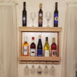 White Wash Solid Oak Wine Rack Wall Mounted, Customizable - thumbnail 2