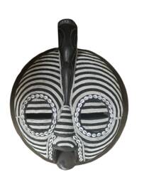 Handmade African Bird Wood Mask Beaded Tribal Wall Decor - 20In - thumbnail 1