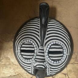 Handmade African Bird Wood Mask Beaded Tribal Wall Decor - 20In - thumbnail 4