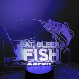 Fishing, Eat Sleep , Fish Love Heart 3D Custom Made Smart App Control Night Light Bluetooth, Music, 7&16M Colour Mobile App , Gift Led Lamp - thumbnail 4