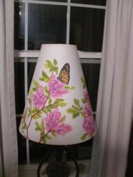 Original Art Handpainted Lamp Shade, Lilac's & Butterfly