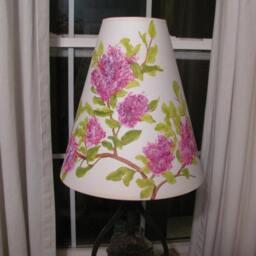 Original Art Handpainted Lamp Shade, Lilac's & Butterfly - thumbnail 2